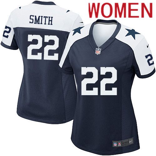 Women Dallas Cowboys #22 Emmitt Smith Nike Navy Alternate Game Team NFL Jersey->women nfl jersey->Women Jersey